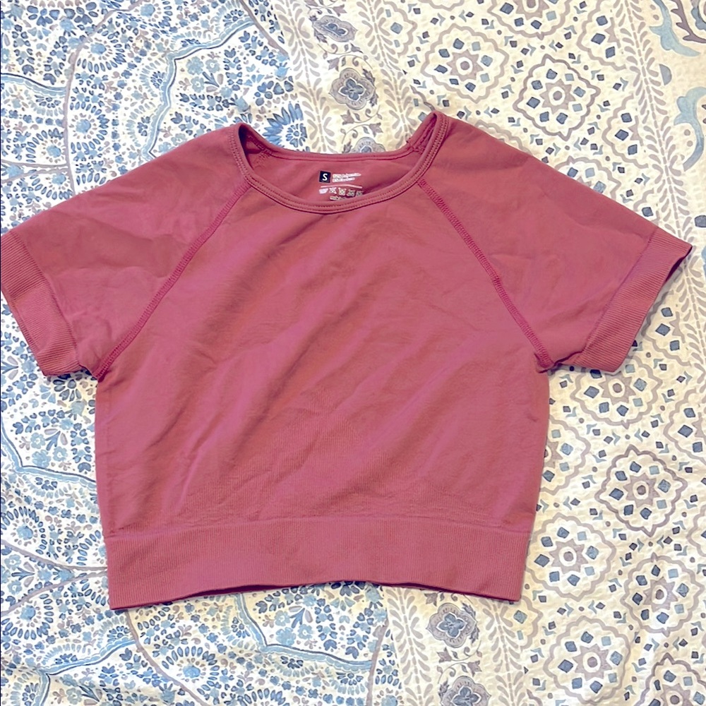 Pink Short Sleeve Workout Top